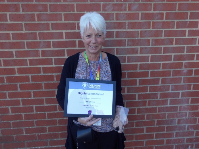 Mel is Highly Commended in the Educator of the Year category at the Inspire Justice Awards