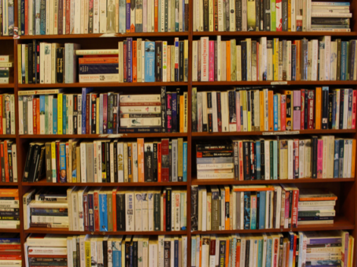 shelves filled with books