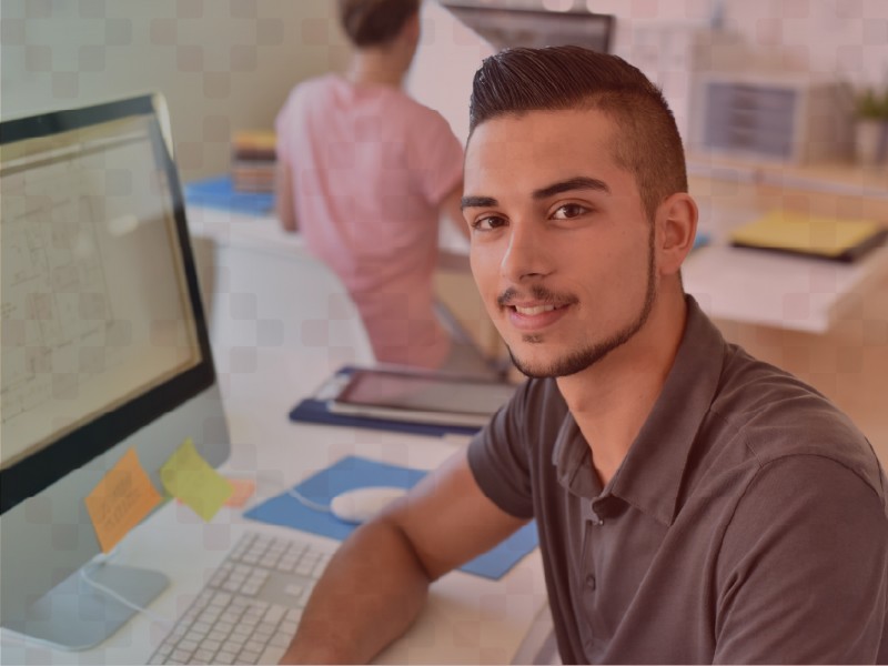 man at desk working